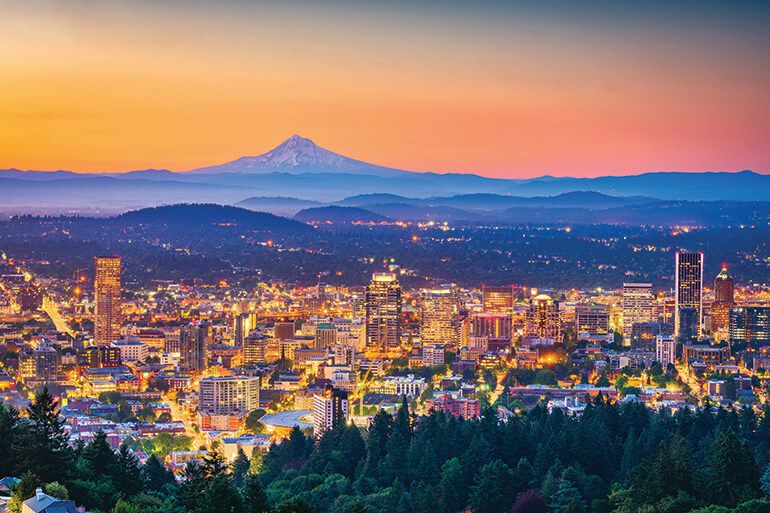 aerial view of downtown portland_best corporate retreat destinations_flok