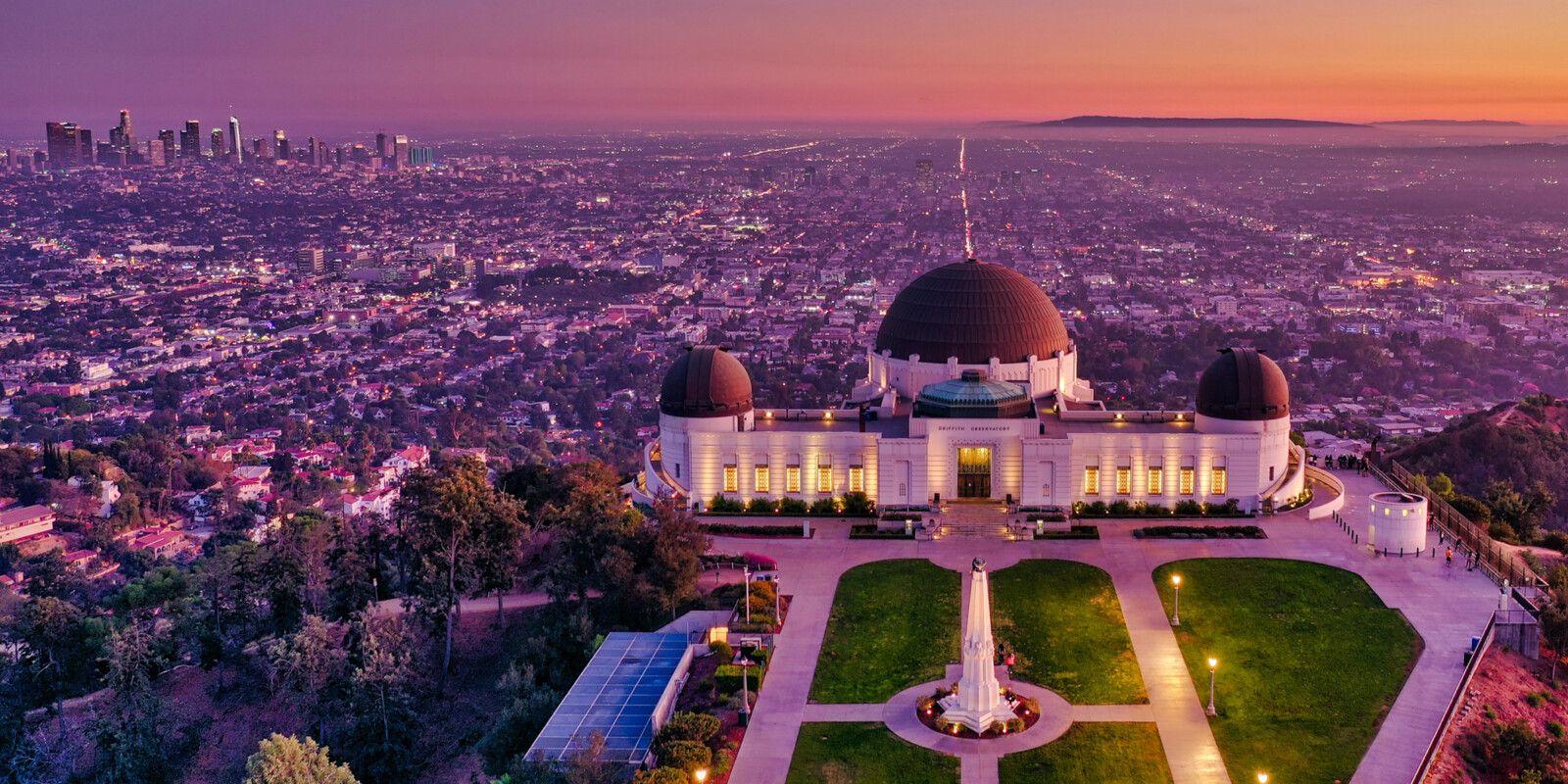 Arial view of Hollywood sign and hills_best corporate retreat destinations_flok